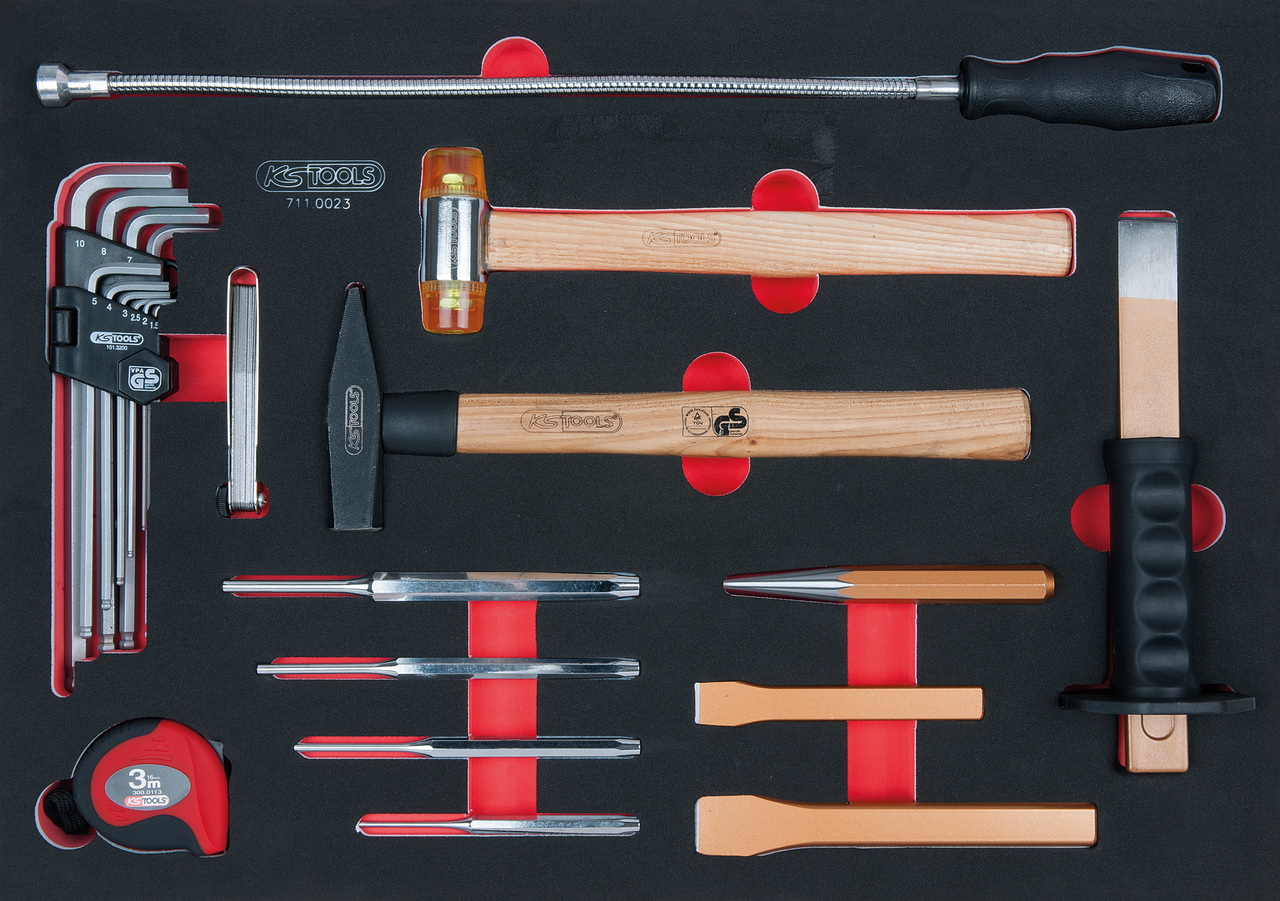 KS Tools SCS Hammer- und WInkelstiftschlüssel-Satz, 23-tlg in 1-1 Systemeinlage