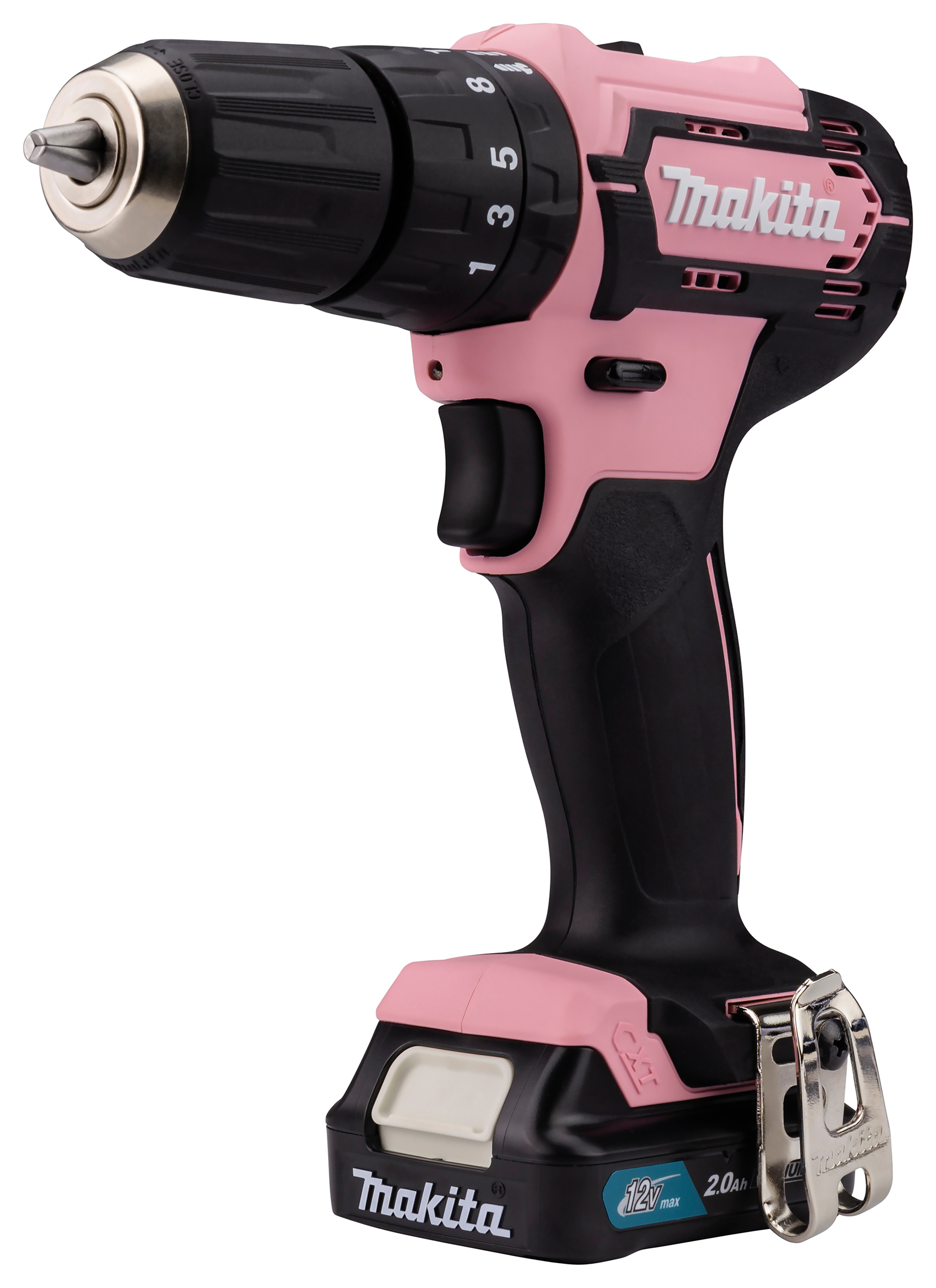 Makita Akku-Schlagbohrschrauber 12V in pink / 2,0 Ah, 1 Akku + Ladegerät in Transportkoffer - HP333D