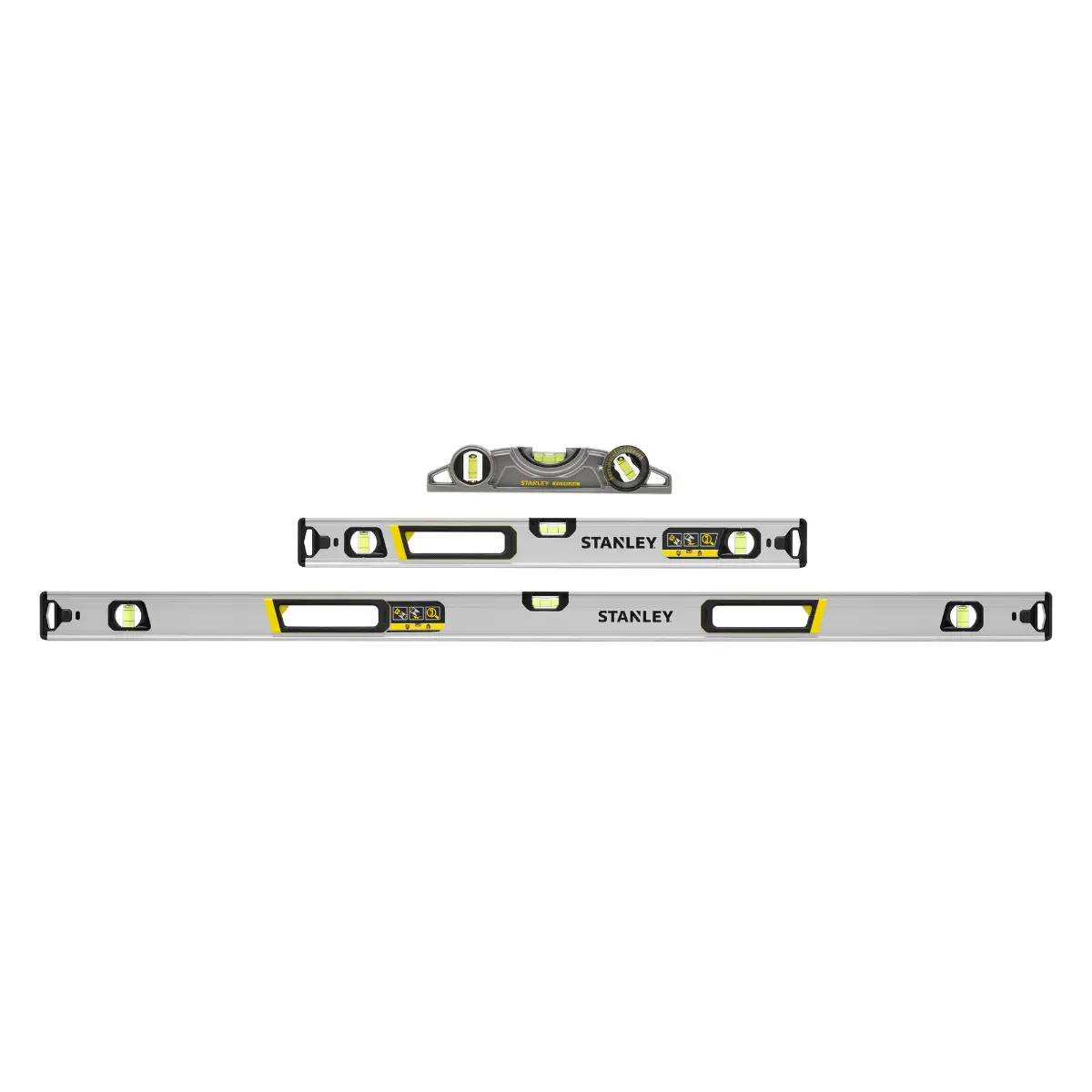 STANLEY FATMAX Xtreme Hohlprofil-Wasserwaagen - Promo Packs - 3er-Set mit Torpedo (60cm und 120cm)