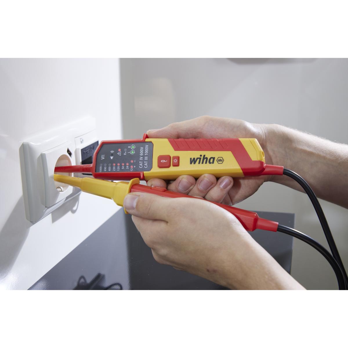 Wiha Spannungs- und Durchgangsprüfer 12 - 1.000 V AC, CAT IV mit 2x AAA-Batterien