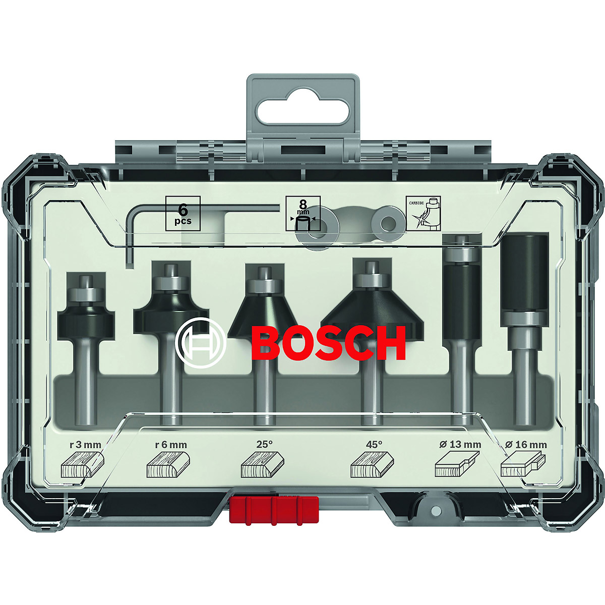 Bosch PRO Rand- und Kantenfräser-Set, 8-mm-Schaft, 6-teilig