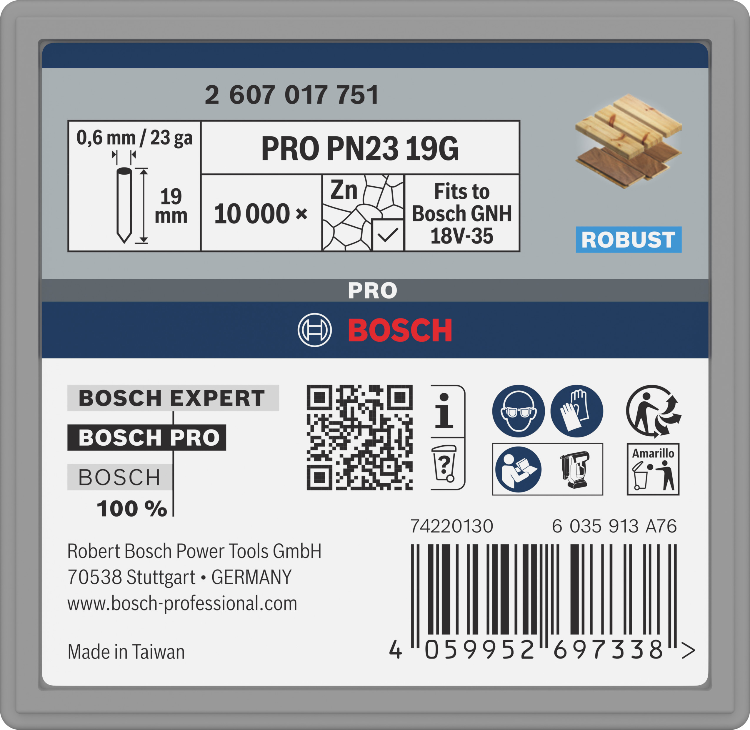 Bosch PRO PN23G Pin, 0.65/23g, 19mm, verzinkt, 10000-Stück