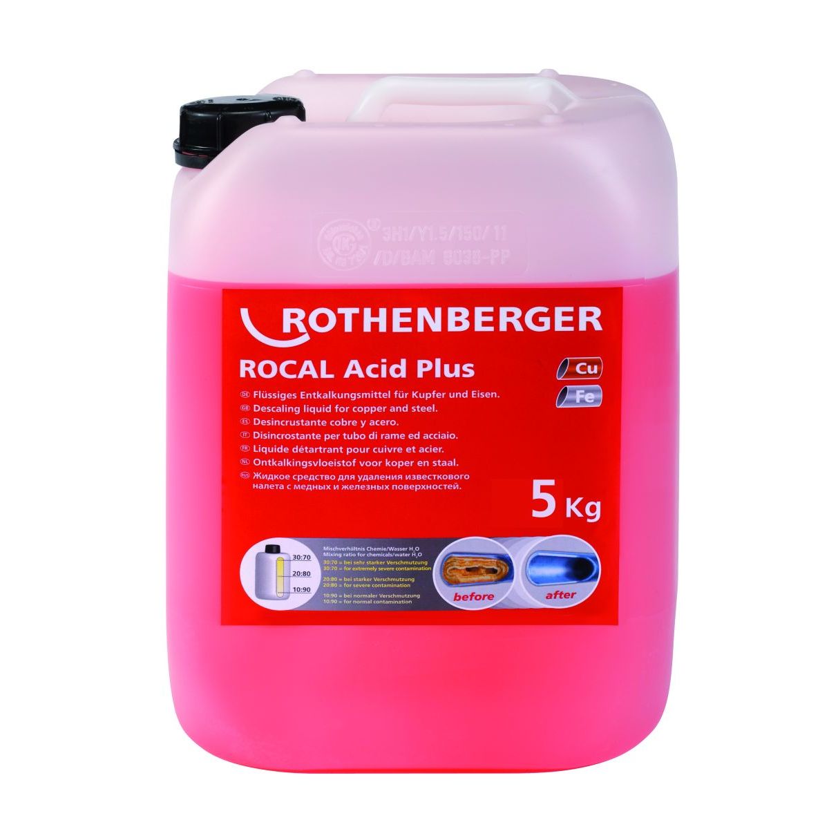 ROTHENBERGER ROCAL Acid Plus, Entkalkungskonzentrat, Cu & Fe, 5kg