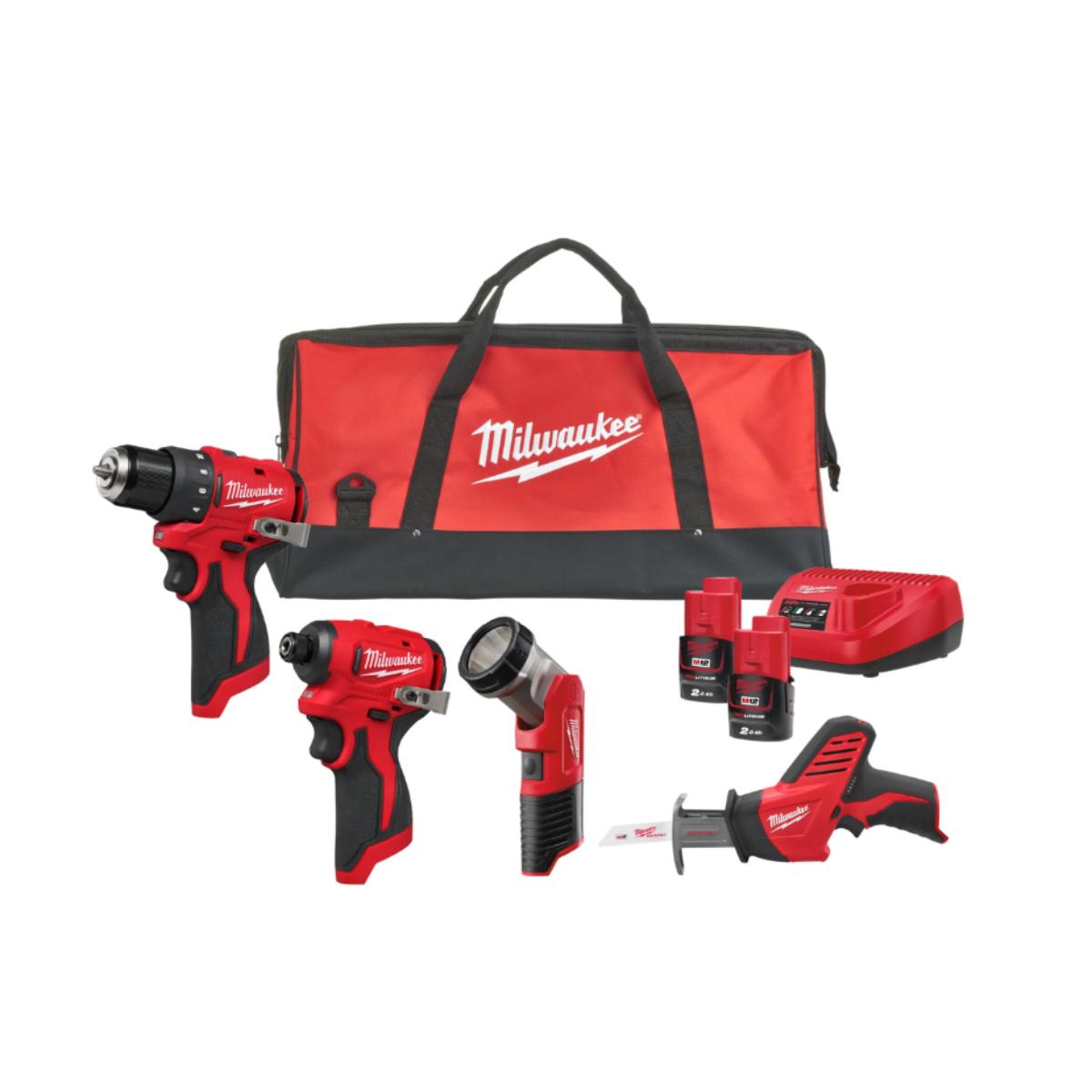 Milwaukee M12 FUEL Powerpack 4x M12 Geräte mit Akku´s M12BLPP4A-202B