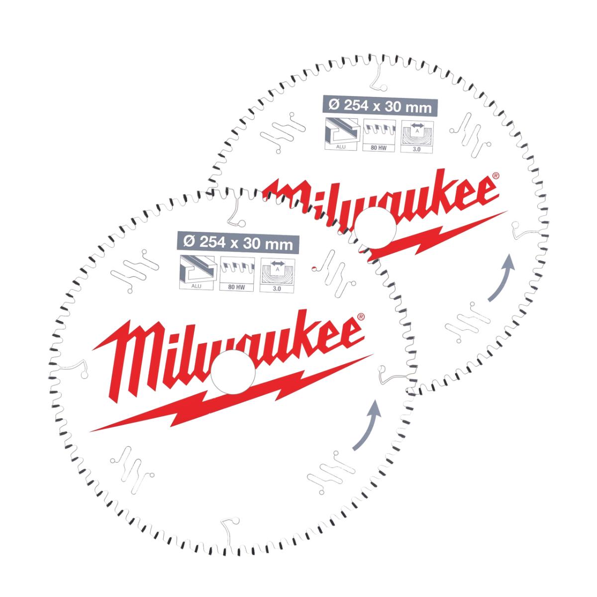 Milwaukee Kreissägeblatt Twin Pack 254x60Z/80Z Inhalt 2 Stück Holz/Alu