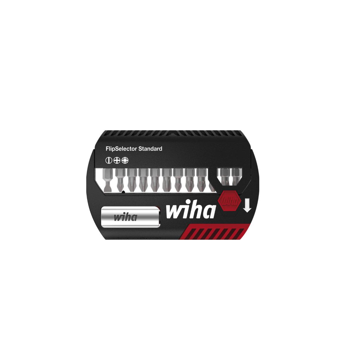 Wiha Bit Set FlipSelector Standard 25 mm Schlitz, Phillips, Pozidriv 13-teiliges Set 1/4 zoll C6,3