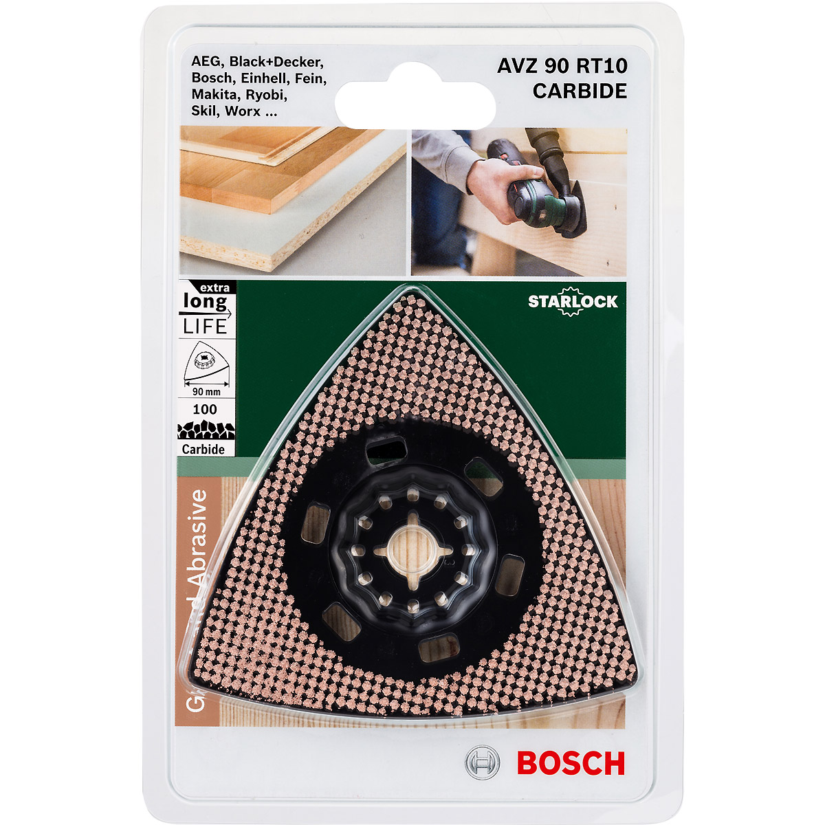 Bosch Carbide-RIFF Schleifteller AVZ 90 RT10, 90 mm, Körnung 100
