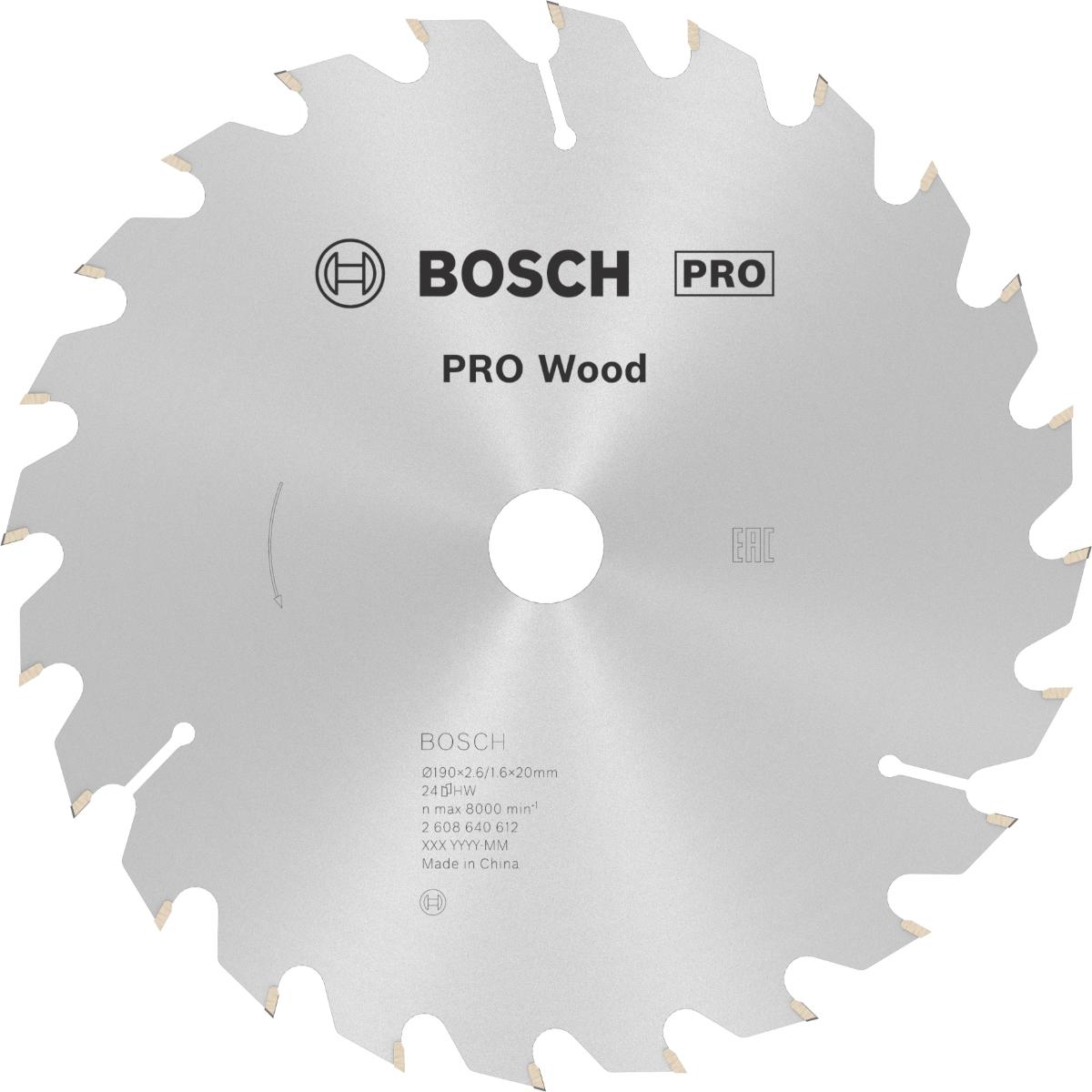 Bosch PRO Kreissägeblatt Optiline Wood für Handkreissägen ø 190 mm, 20 mm Bohrung