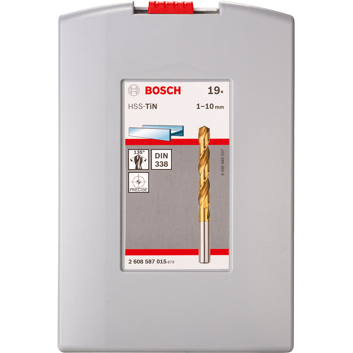 Bosch Metallbohrer-Set HSS-TiN (Titan-Beschichtung), ProBox, 19-teilig, 1-10 mm