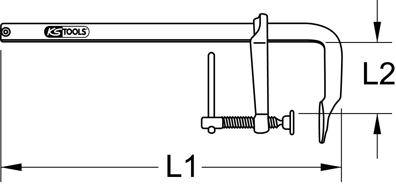 KS Tools Ganzstahl-Schraubzwinge mit Knebel