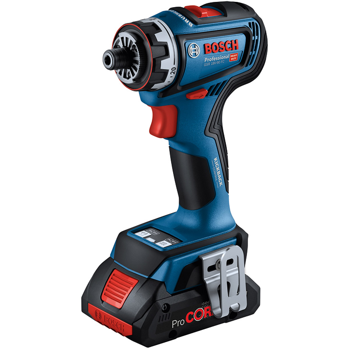 Bosch Bohrschrauber GSR 18V-90 FC in L-BOXX 136 mit 2 x Li-Ion-Akku 4,0 Ah ProCORE18V, Schnellladegerät