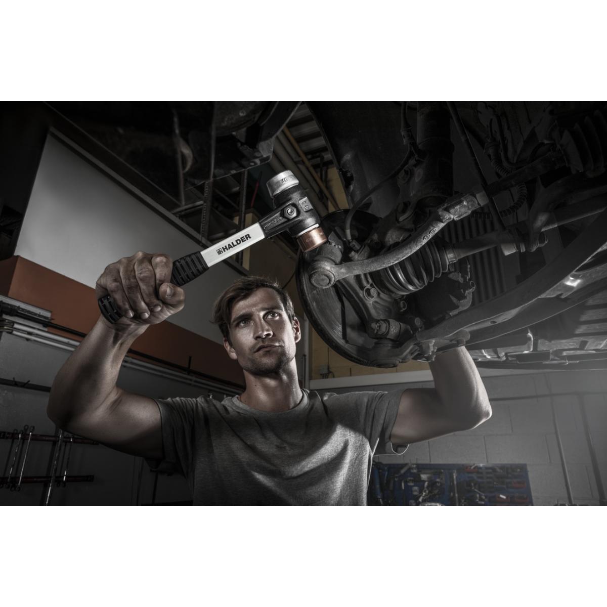 HALDER SIMPLEX - Schonhammer mit verstärktem TE-Gehäuse und Fiberglasstiel, Kupfer