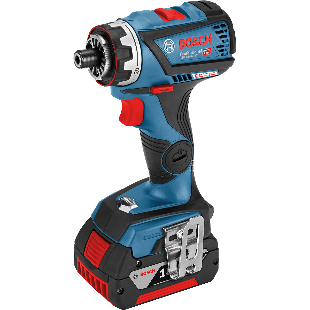 Bosch Akku-Bohrschrauber GSR 18V-60 FC, Solo Version, 3 Aufsätze, L-BOXX