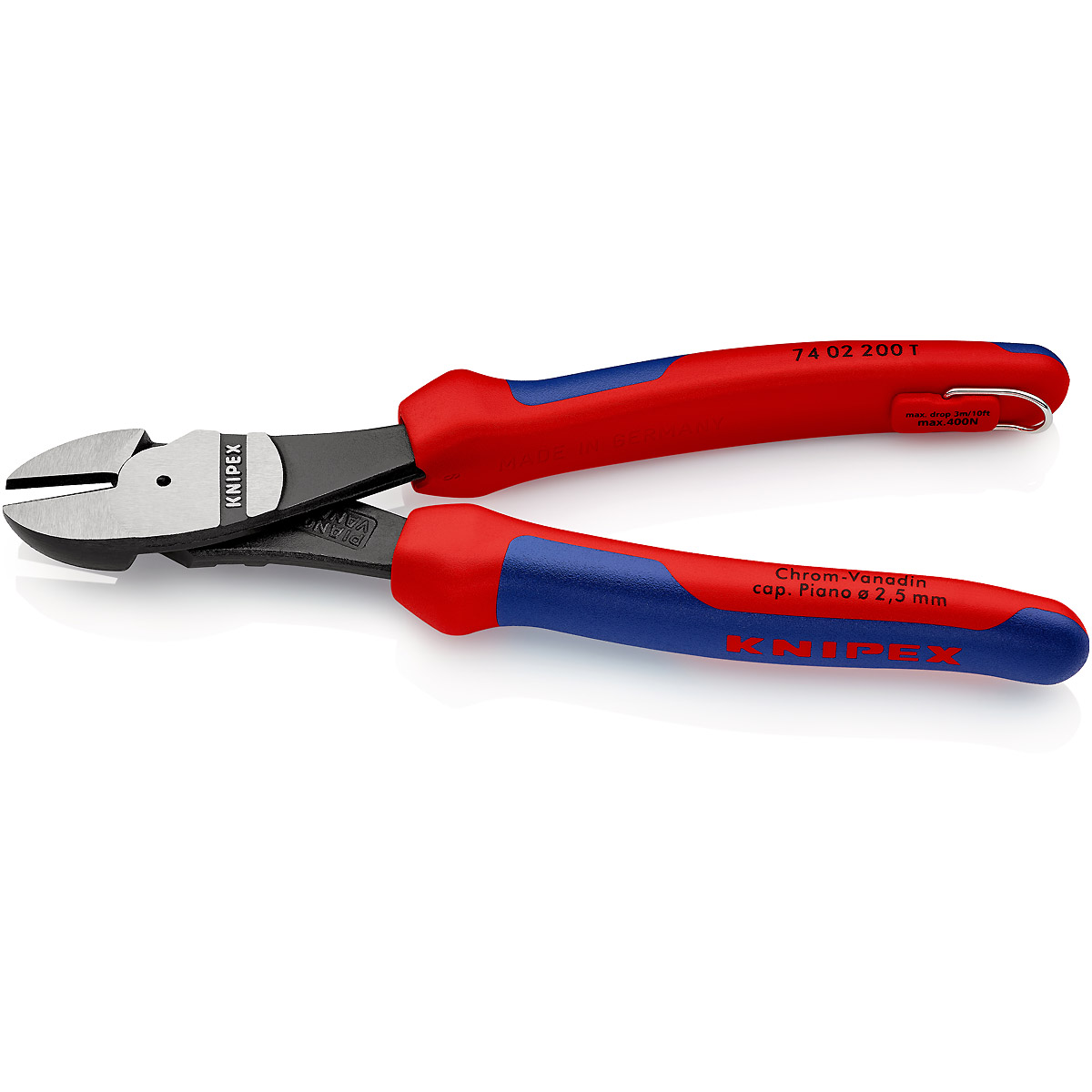 KNIPEX Kraft-Seitenschneider mit Befestigungsöse atramentiert