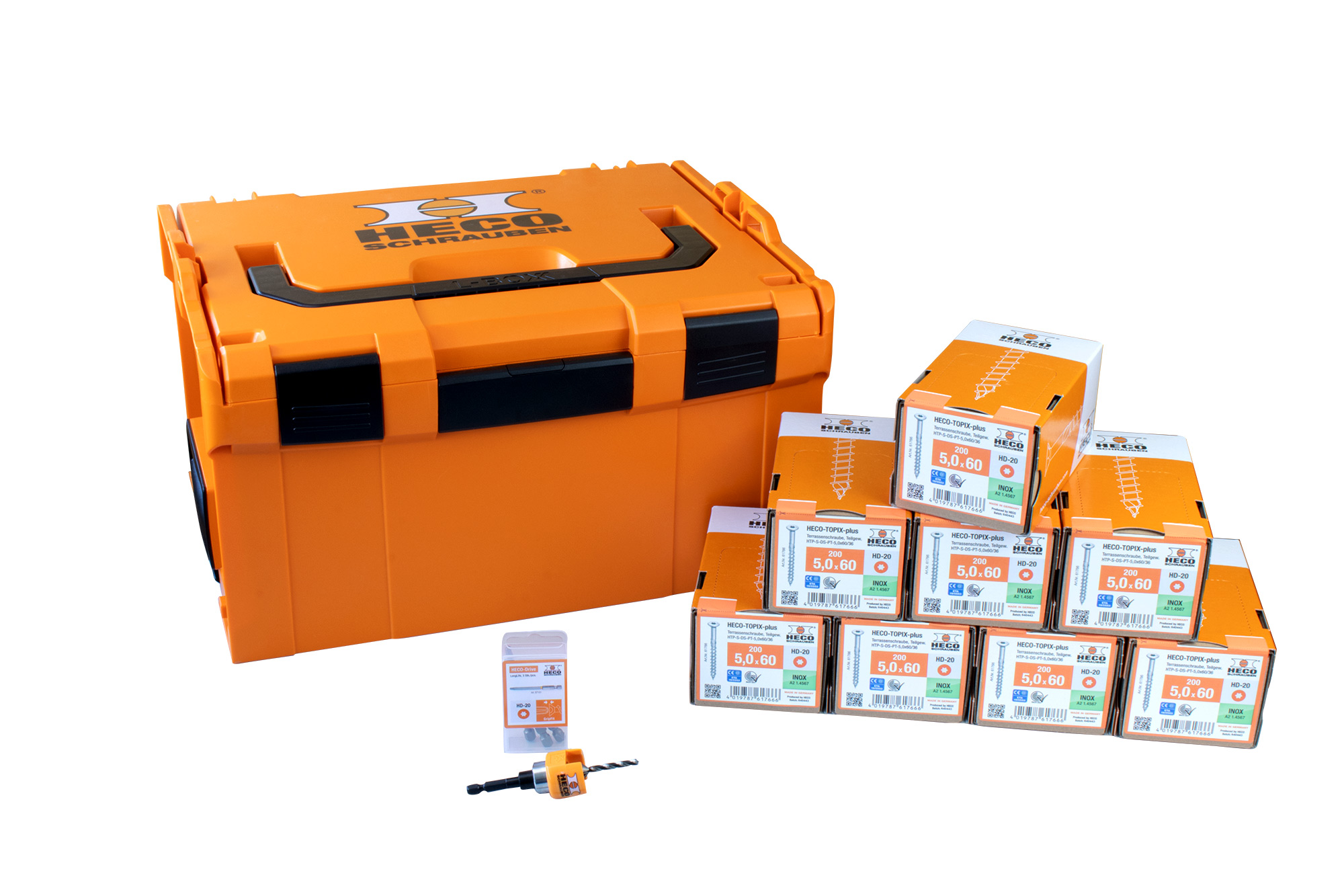 HECO L-BOXX 238 Terassenset Seko mit Heco-TOPIX-plus A2 Terrassenbelagschraube 5,0x60, Senkkopf