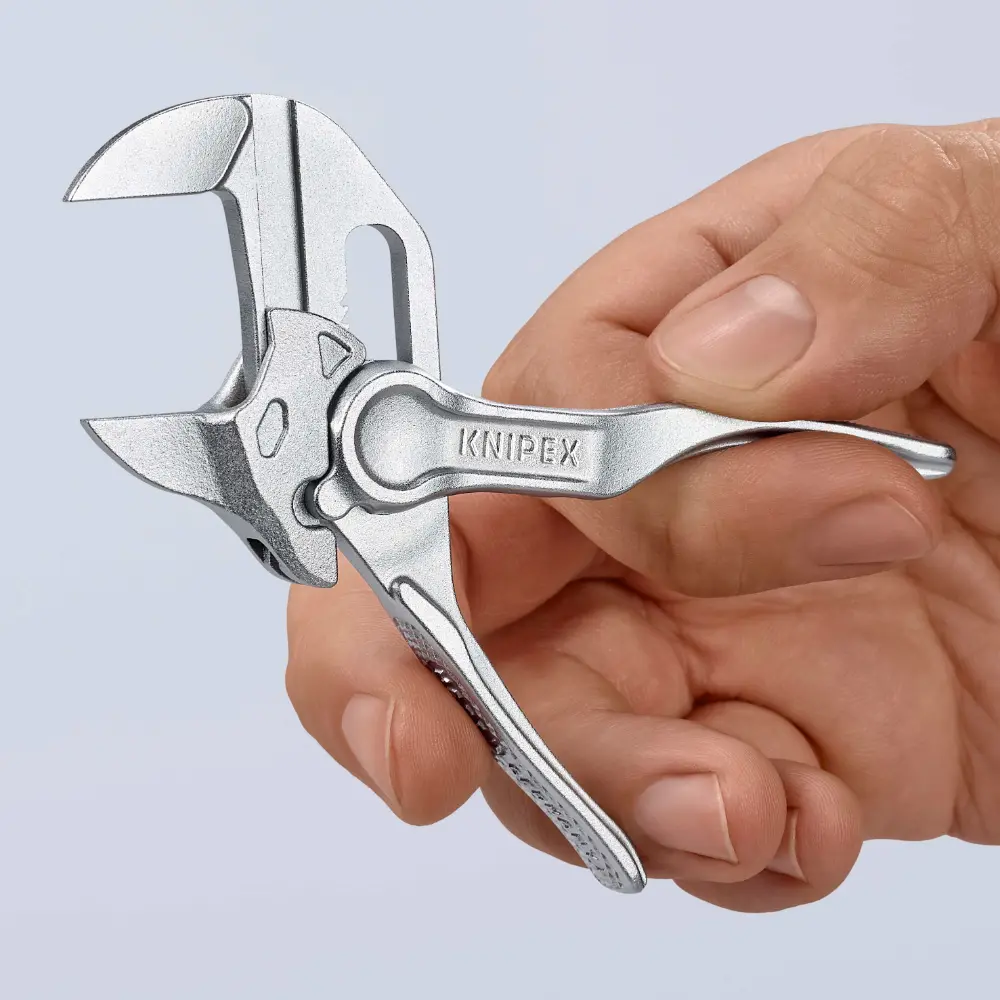 KNIPEX Zangenschlüssel XS Zange und Schraubenschlüssel in einem Werkzeug verchromt 100 mm