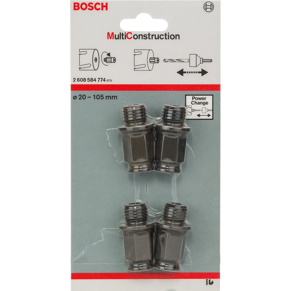 Bosch Übergangsadapter-Set mit M16 Gewinde, 4-teilig, für MC-Lochsägen