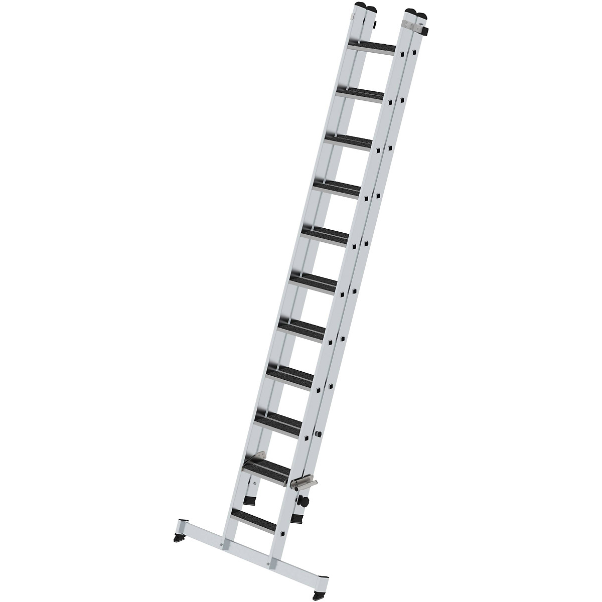 Munk Stufen-Schiebeleiter 2-teilig mit nivello-Traverse und clip-step R13
