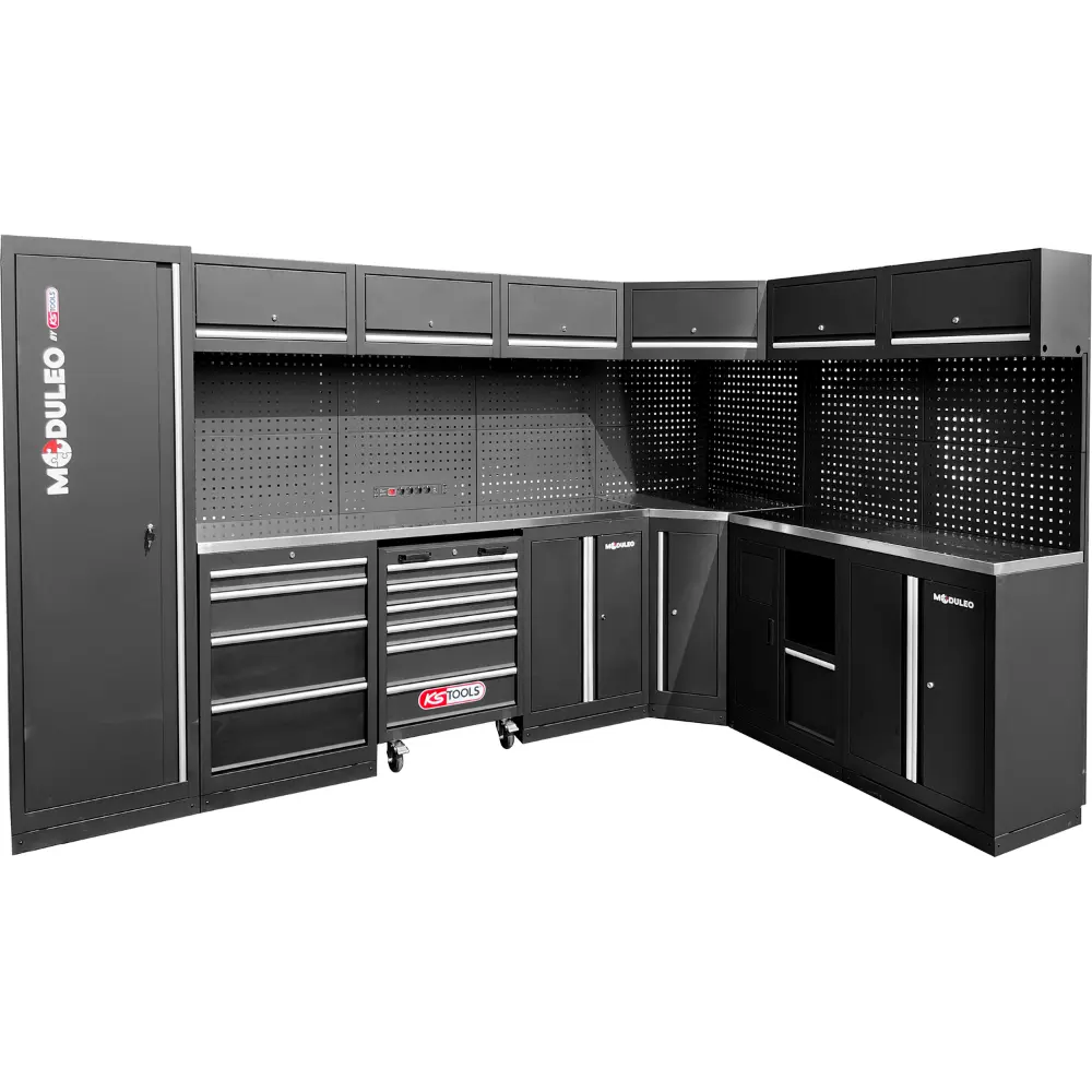 KS TOOLS Werkstatt-Schranksystem, L-Form, 3400 x 2120 mm, Variante 2