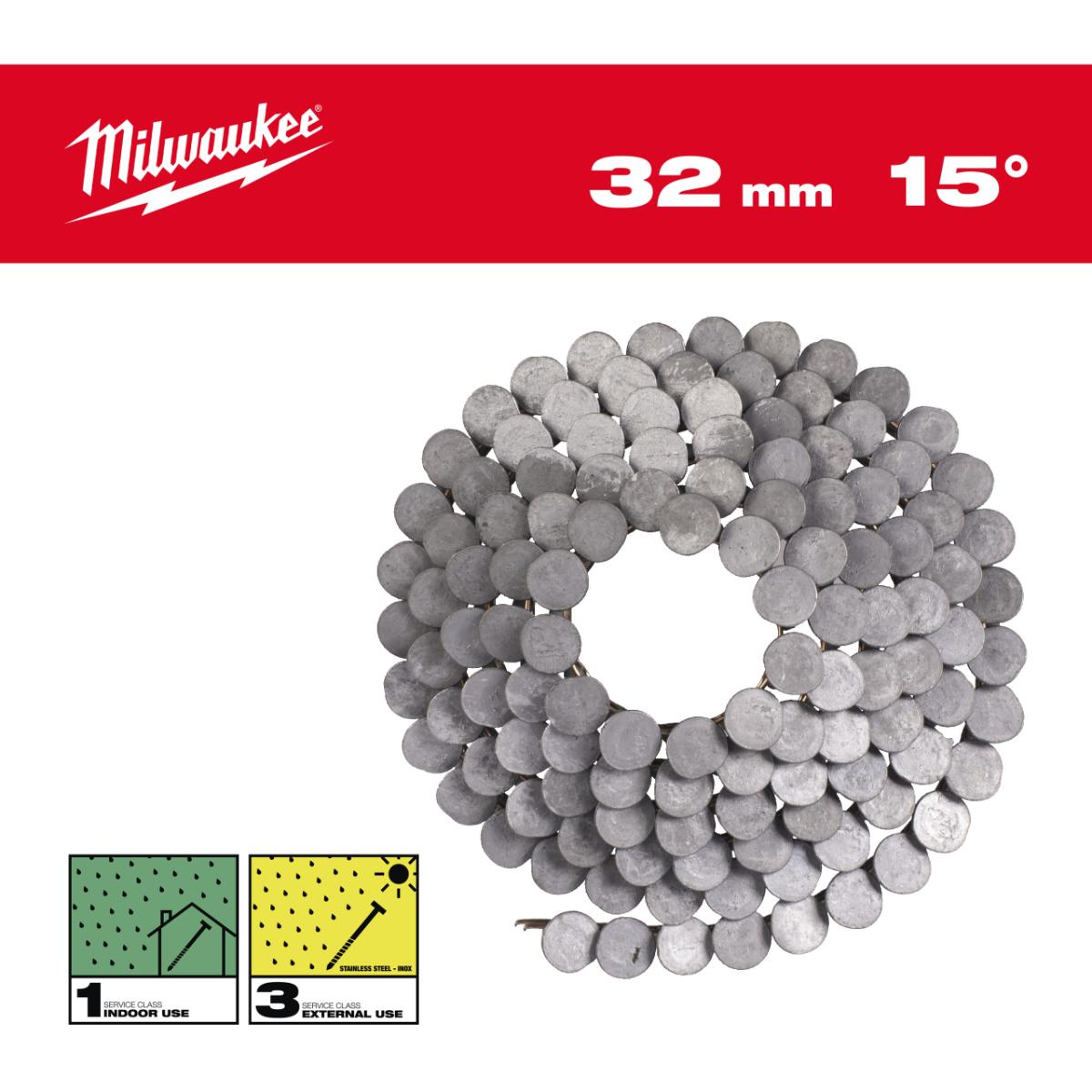 Milwaukee Coilnägel für M18FRCN45 Glattschaft feuerverzinkt 15°