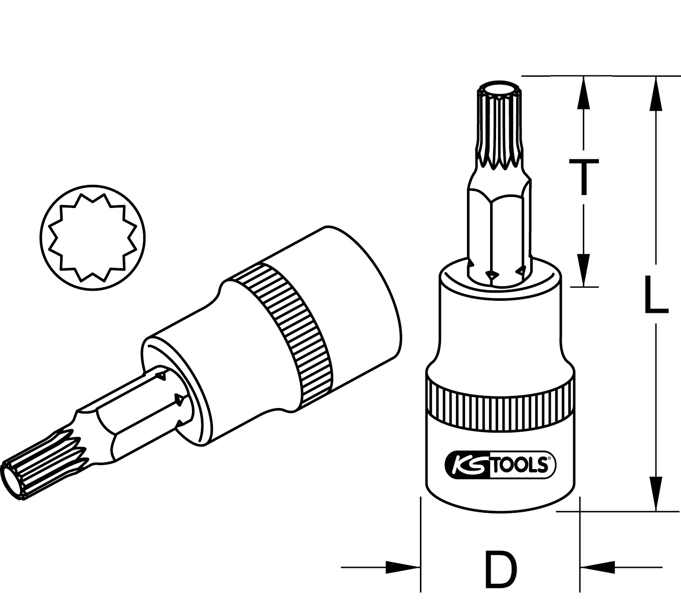 KS Tools 1/2" CHROMEplus Bit-Stecknuss