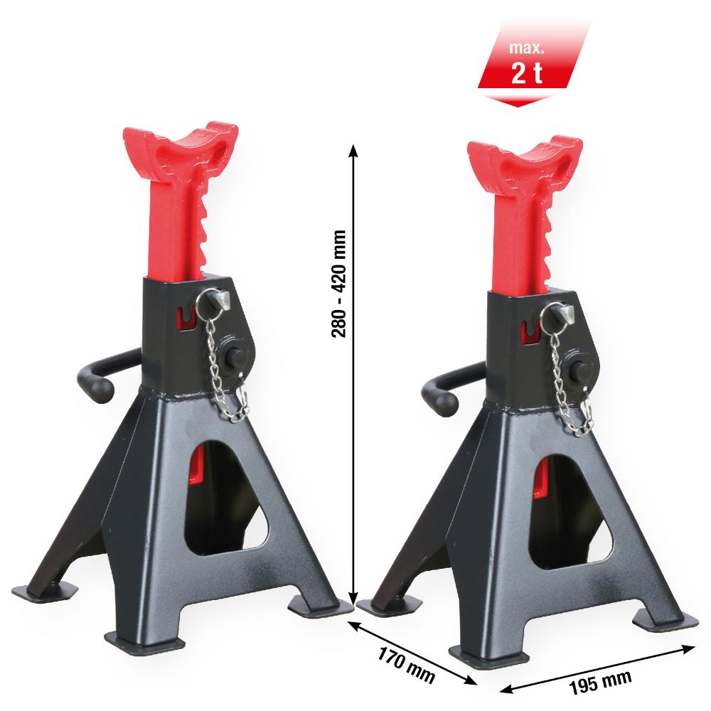 KS Tools performance Stahl-Unterstellbock mit Schnellverstellung, 2000 kg, paarweise