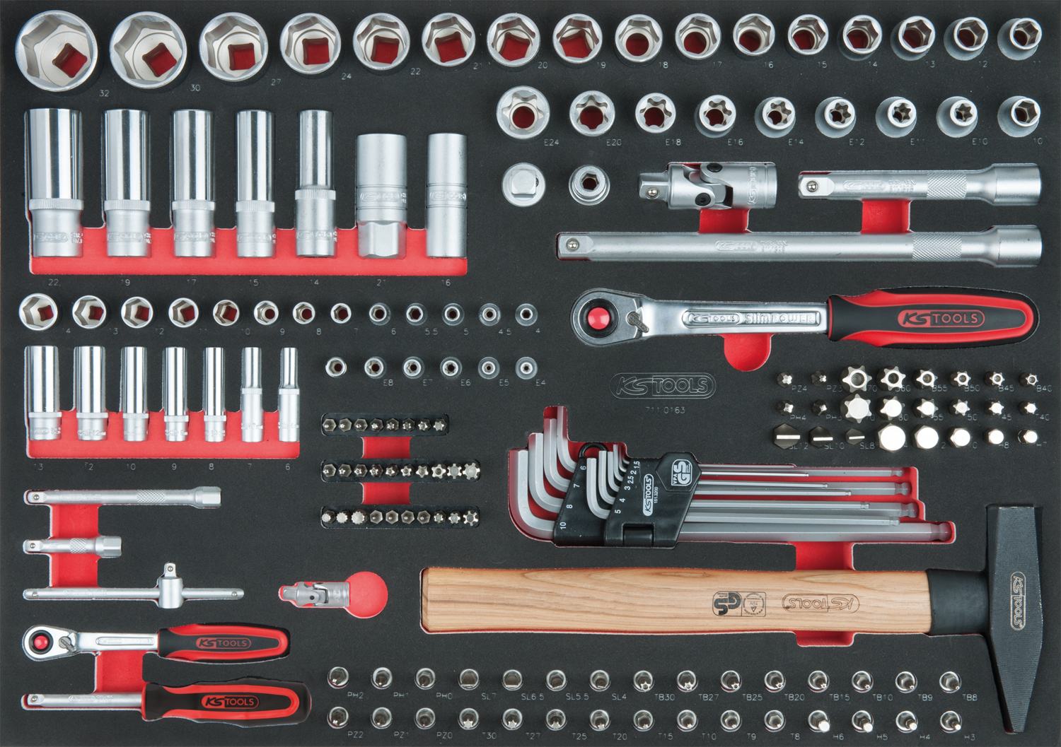 KS Tools SCS 1/4"+1/2" Steckschlüssel-Satz, 163-tlg in 1/1 Systemeinlage