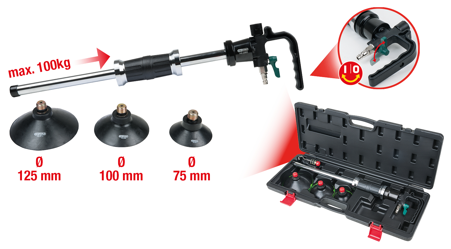 KS Tools Druckluft-Ausbeulhammer-Satz, 5-tlg