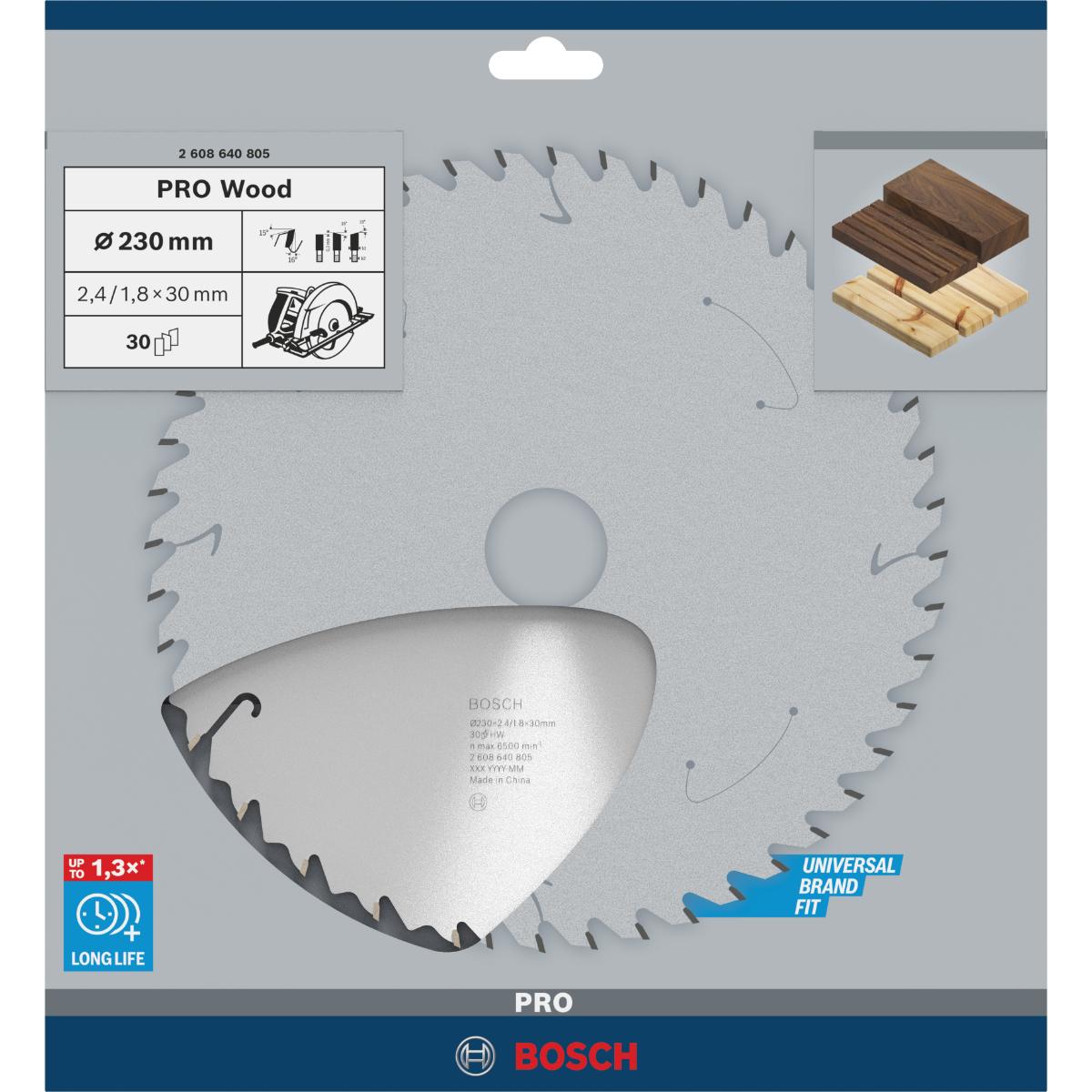 Bosch PRO Kreissägeblatt Speedline Wood, 230 x 30 x 2,4 mm, 30 Zähne