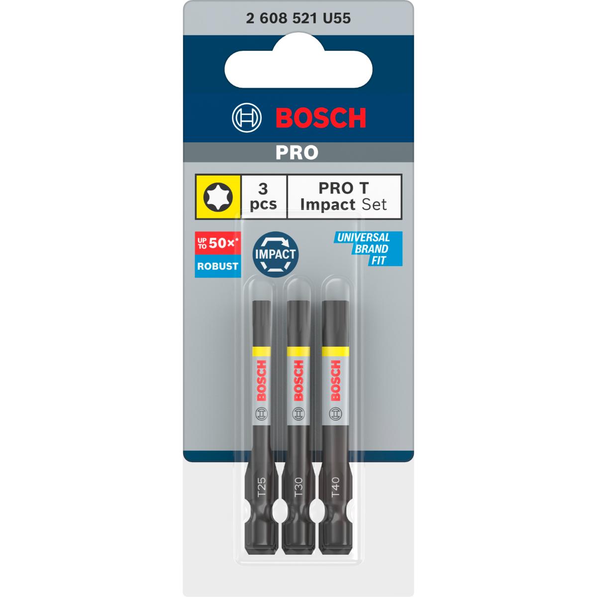 Bosch PRO Torx Impact Bit,T25,T30,T40,55 mm, 3-teiliges Set