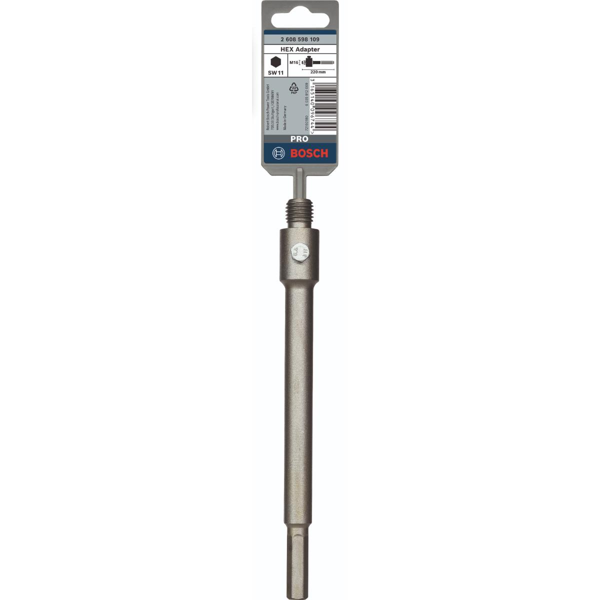 Bosch PRO Aufnahmeschaft Sechskant für Hohlbohrkronen mit M 16, 11 mm