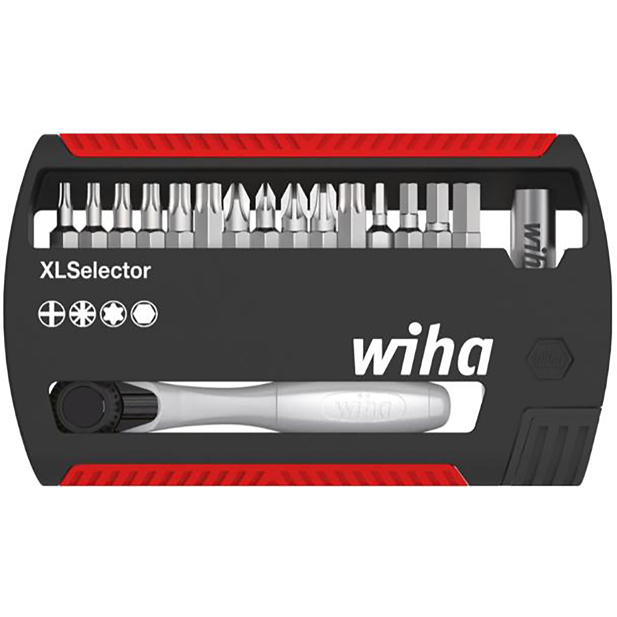 Wiha Bit Set XLSelector Standard 25 mm gemischt 16-teiliges Set mit Bitratsche 1/4 zoll C6,3