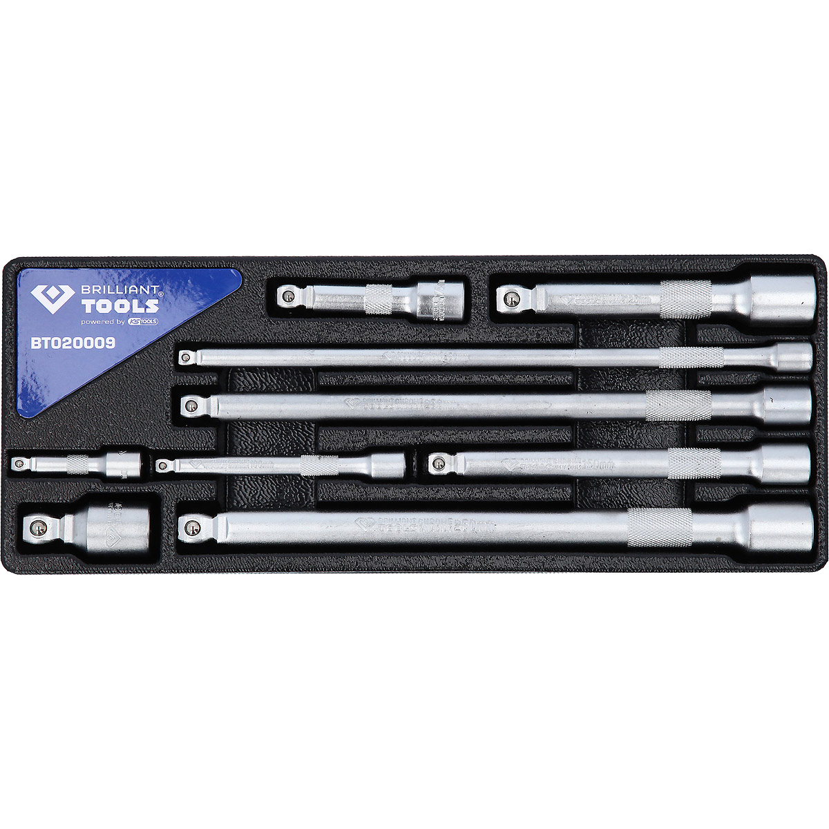 Brilliant Tools Kippverlängerungs-Satz 1/4" + 3/8" + 1/2", 9-tlg