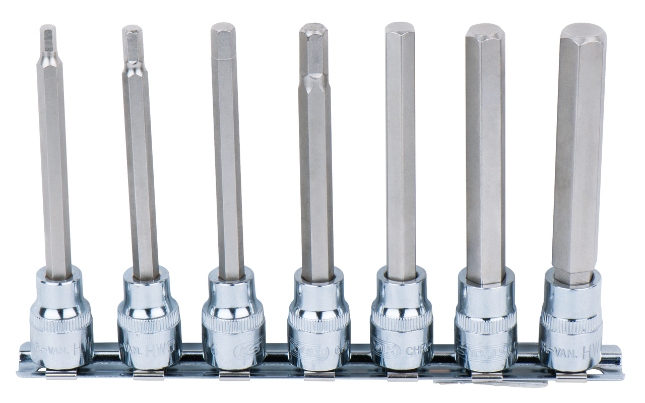 KS Tools 3/8" CHROMEplus Bit-Stecknuss-Satz Innensechskant, 7-tlg 4-12mm,lang