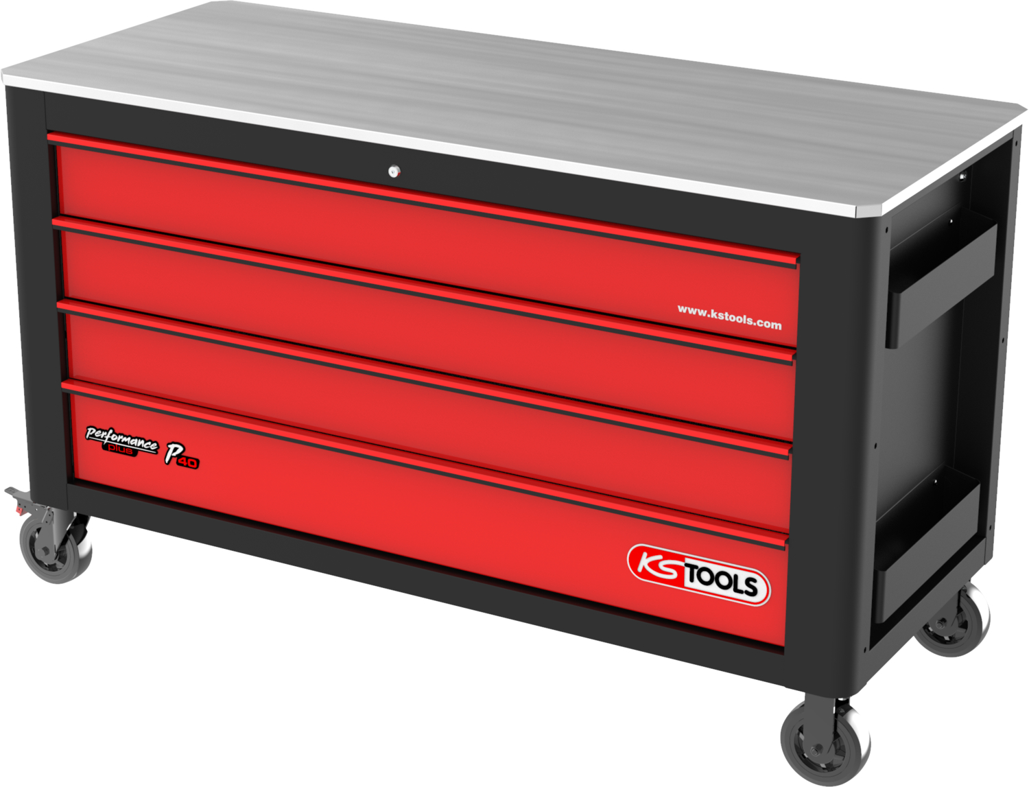 KS Tools PERFORMANCEplus P40 SCHWARZ-ROT Werkstattwagen mit 4 Schubladen