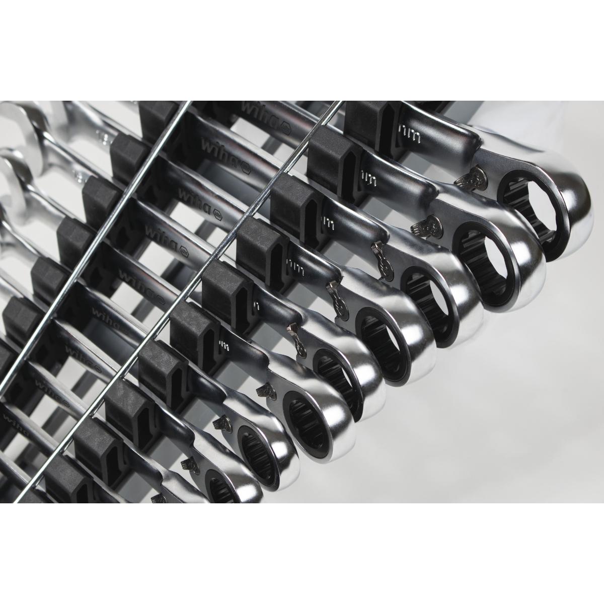 Wiha Ringratschen-Gabelschlüssel Set 12-teiliges Set umschaltbar in Halter