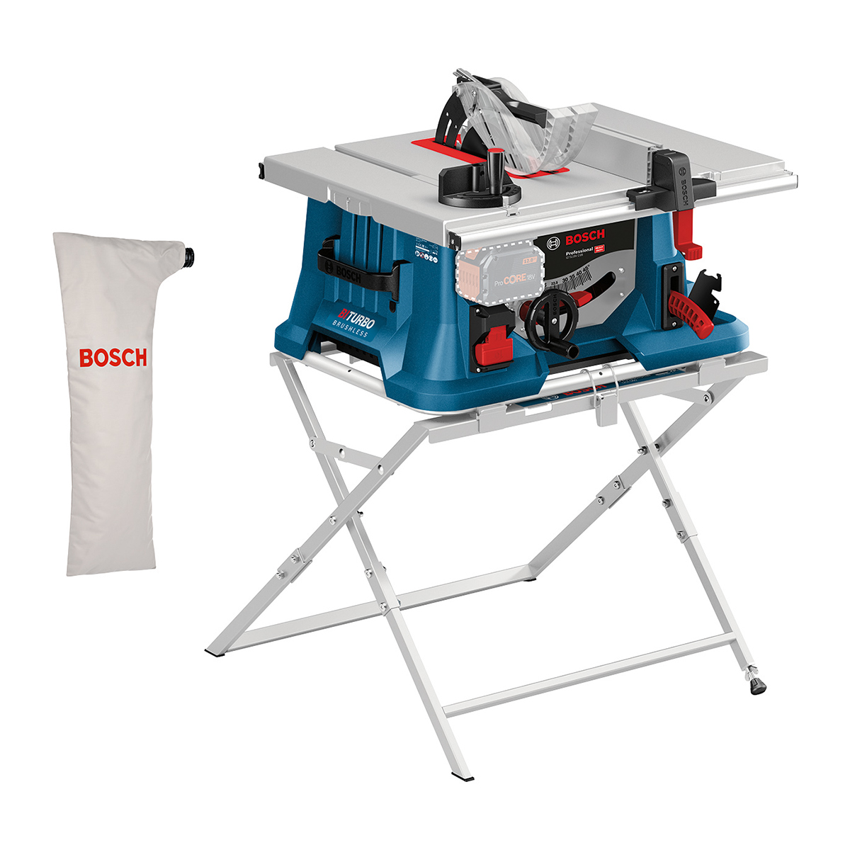 Bosch Akku-Tischkreissäge BITURBO GTS 18V-216 mit Arbeitstisch GTA 560 Professional