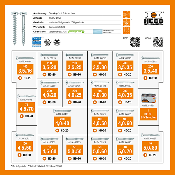 HECO TOPIX-plus Sortimentskoffer 3005, HECO L-BOXX 102 mit 3.005 Schrauben