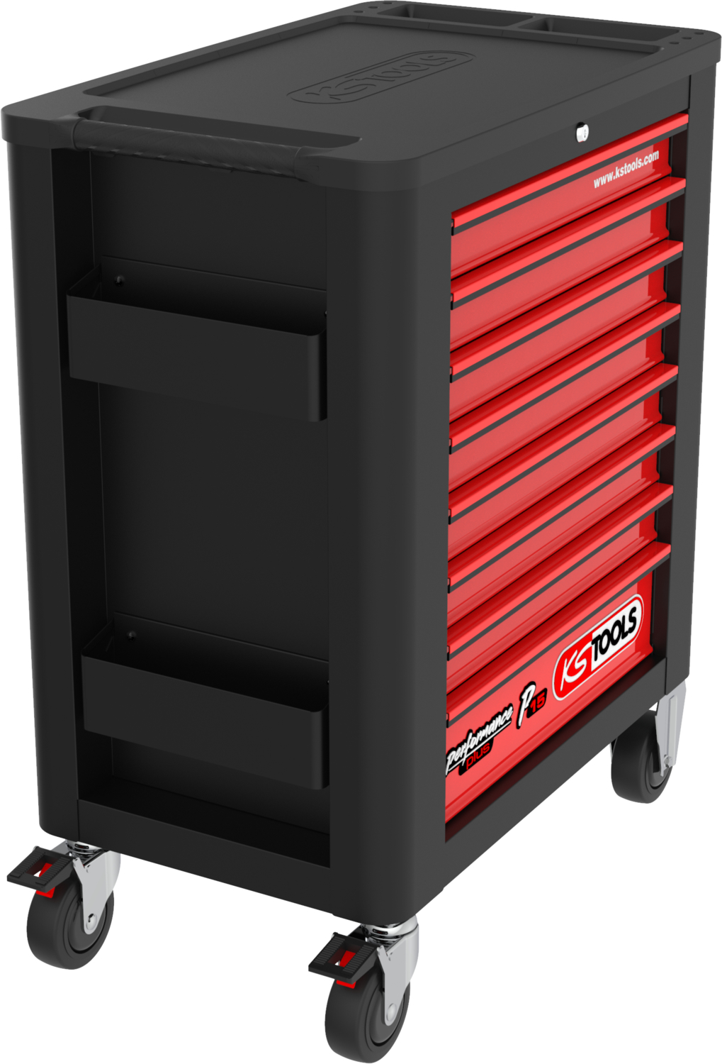 KS Tools PERFORMANCEplus P15 SCHWARZ-ROT Werkstattwagen mit 8 Schubladen