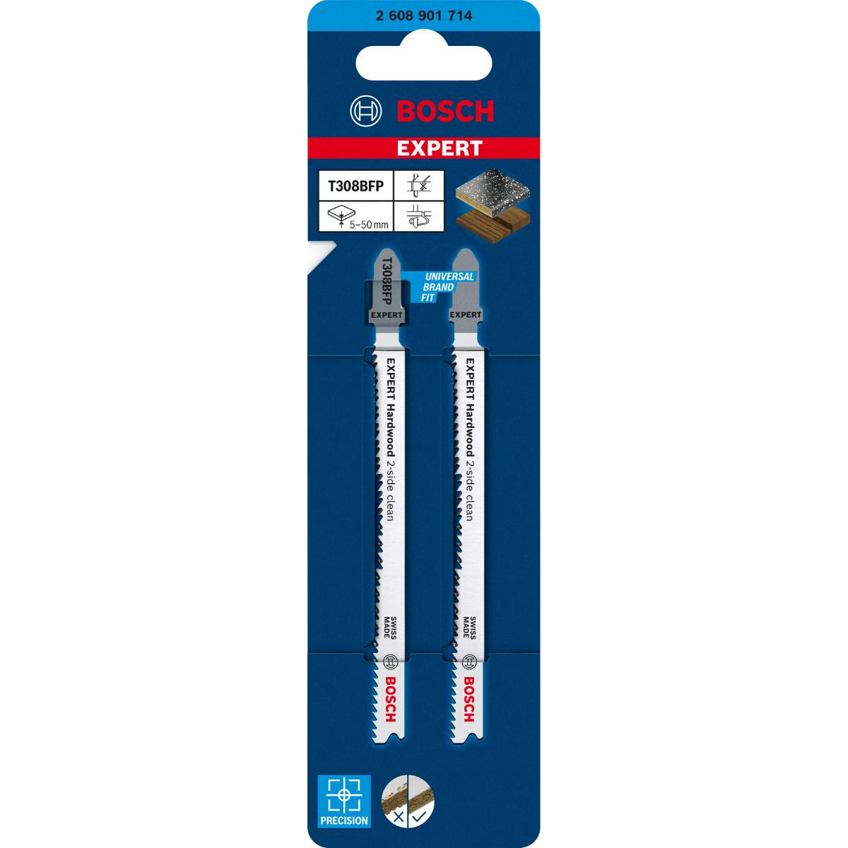 Bosch EXPERT Hardwood 2-side clean T 308 BFP Stichsägeblatt, 2 Stk.