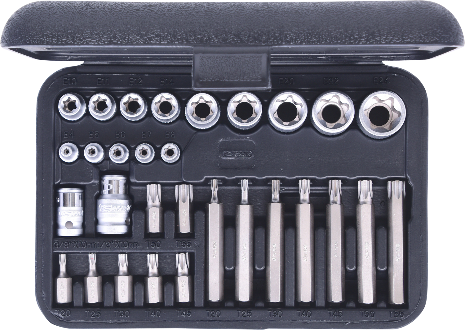 KS Tools Torx-Steckschlüssel- und Bit-Satz, 30-tlg Bits mit Bohrung