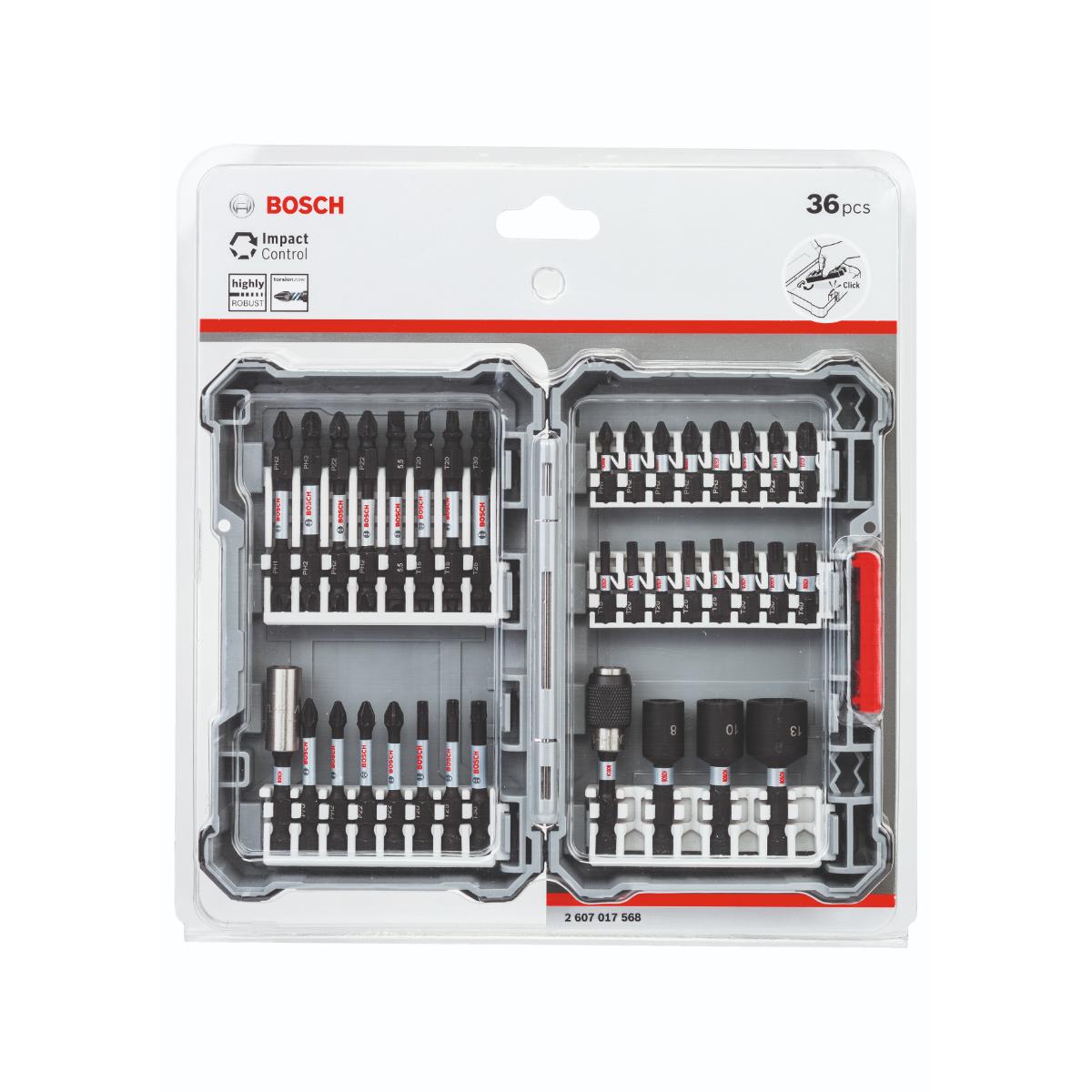 Bosch Pick and Click Impact Control Steckschlüssel‑ und Schrauberbit-Set, 36‑tlg.