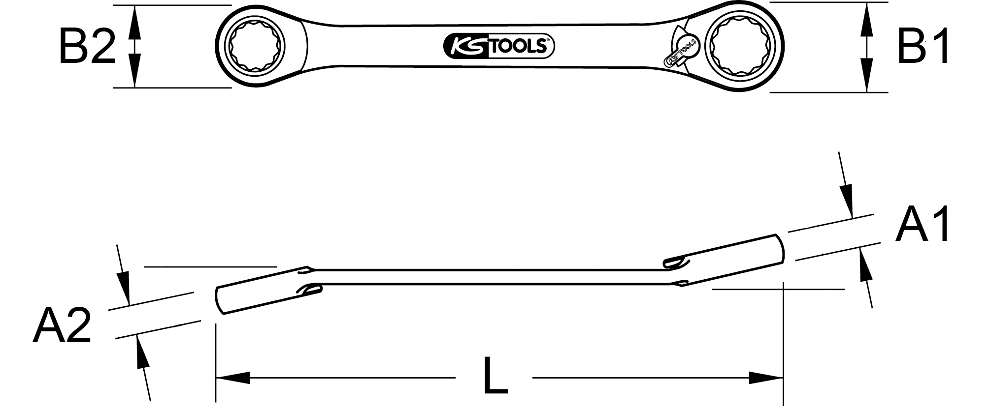 KS Tools Glühkerzen-Doppelring-Ratschenschlüssel 8x12mm, abgewinkelt
