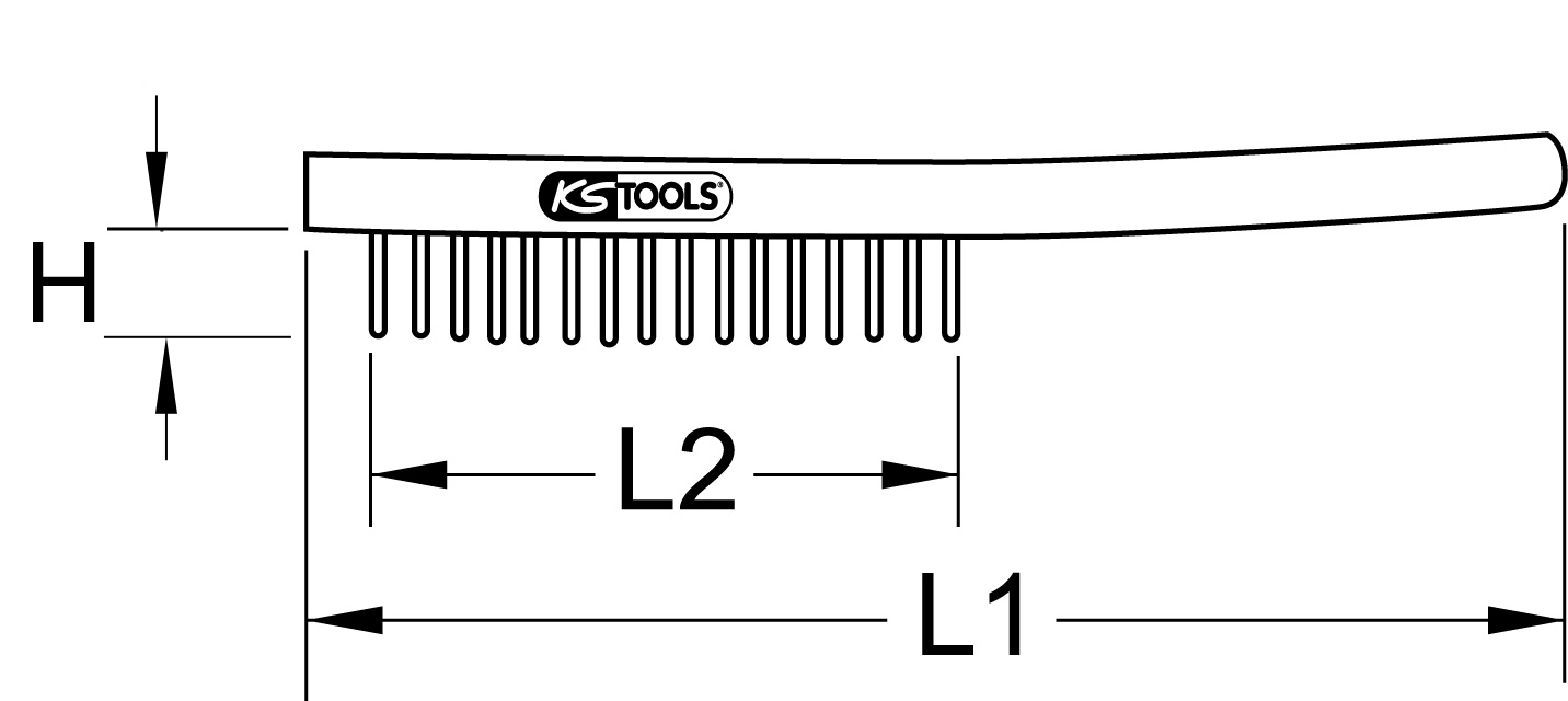 KS Tools Stahl-Handdrahtbürste 3-reihig, 290mm