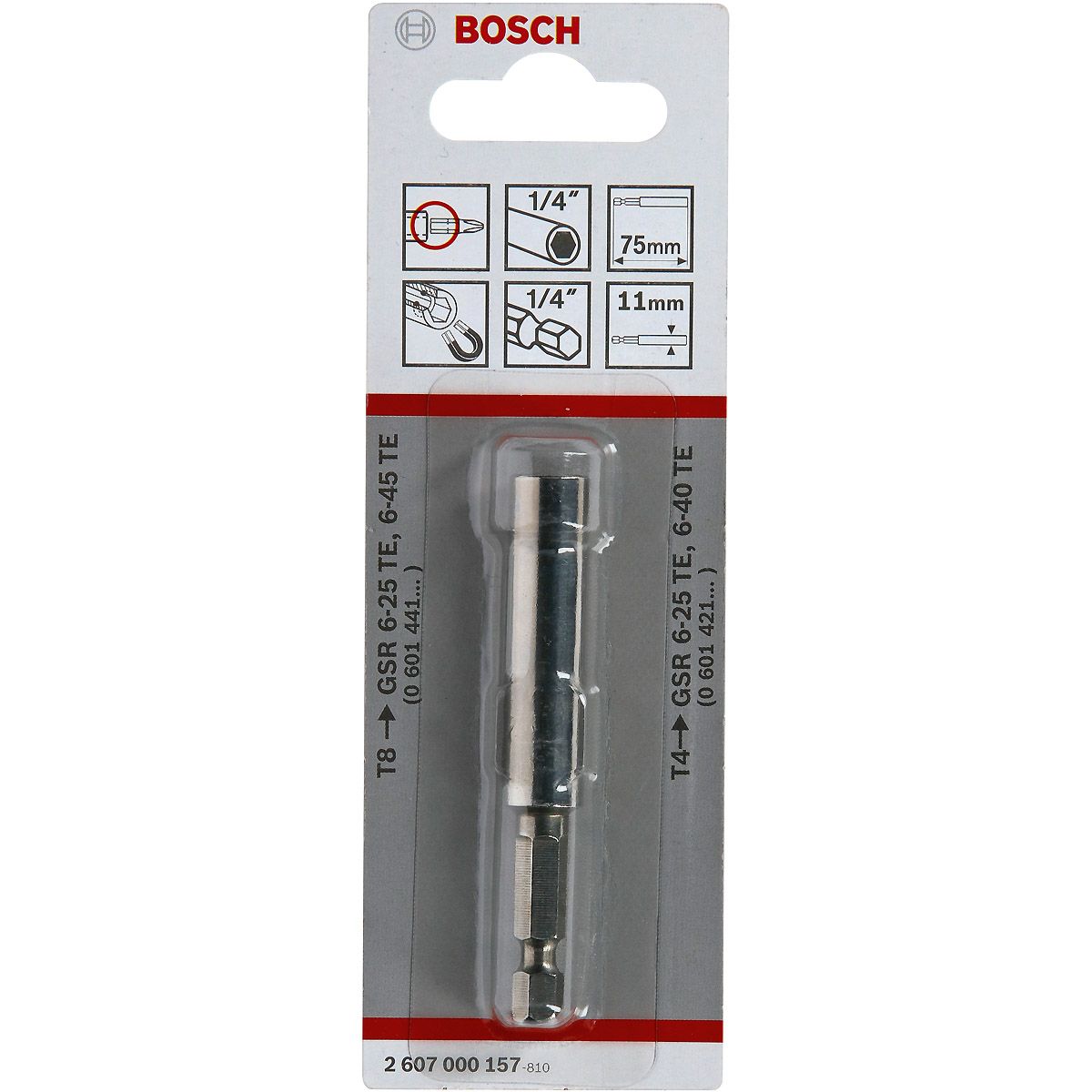 Bosch Universalhalter, 1/4 Zoll, 75mm, 11mm, (in Verbindung mit Tiefenanschlag T8/T4)
