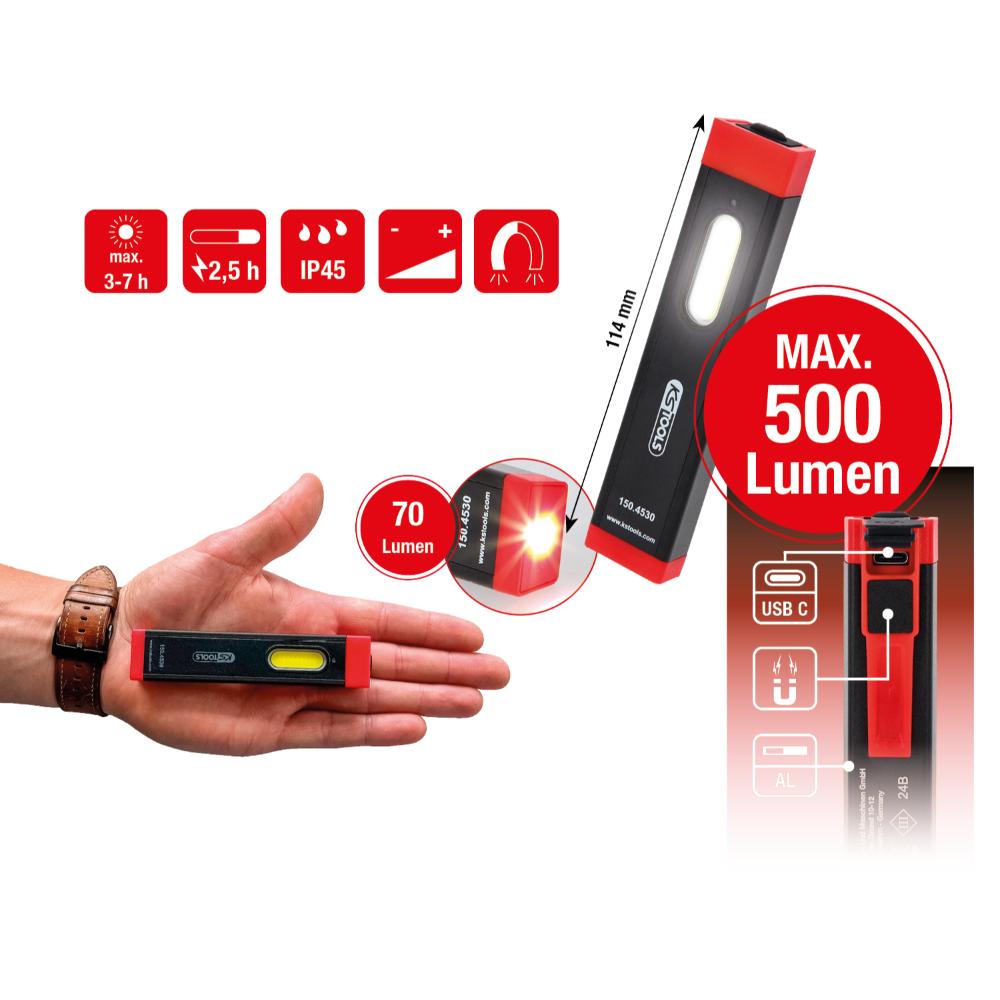 KS Tools UltimateBEAM Aluminium LED-Inspektionslampe Li-Ion 500 Lumen