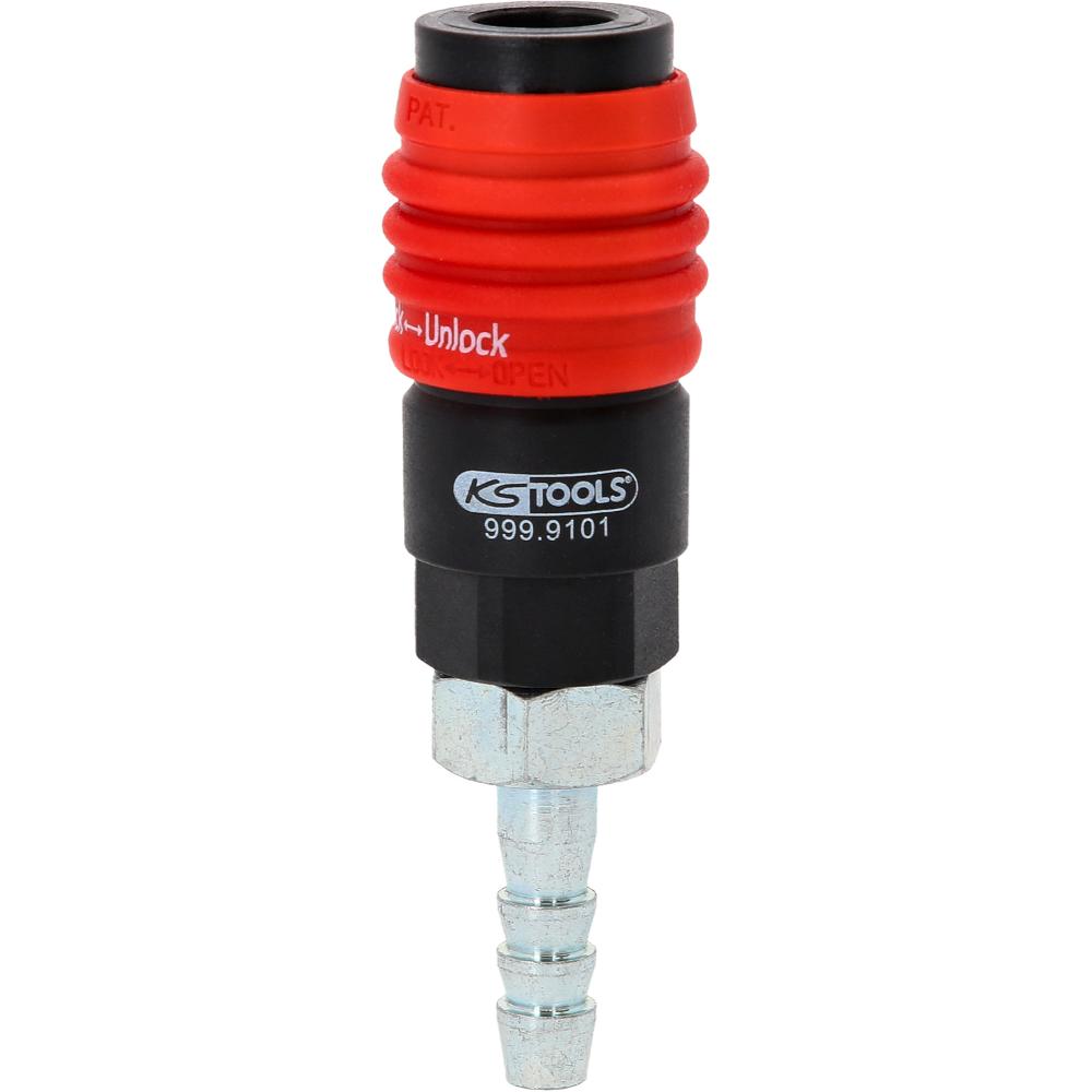 KS Tools 3in1 Universal-Druckluft-Sicherheitskupplung, 9 mm mit Schlauchtülle