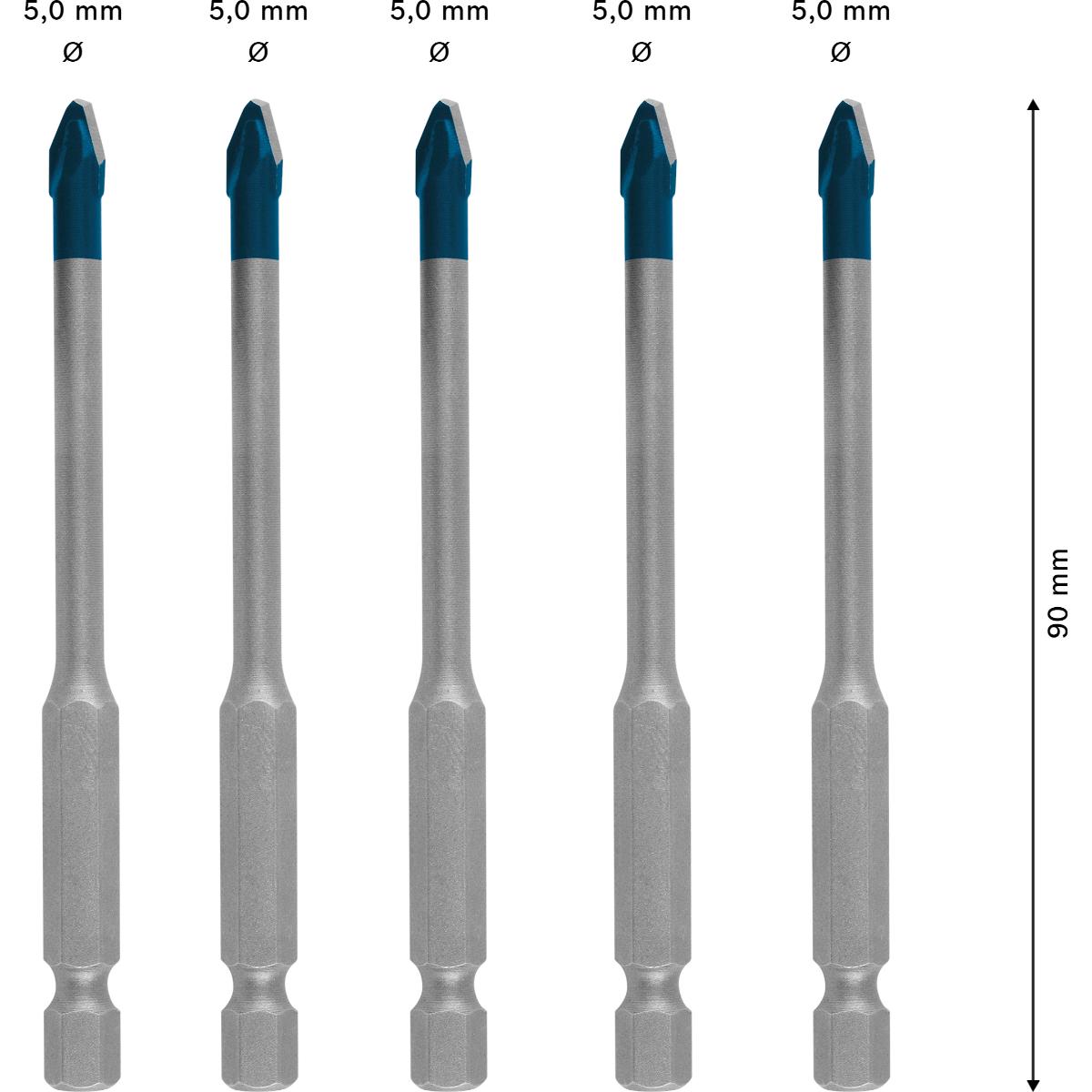 Bosch EXPERT HEX-9 Hard Ceramic HEX-9 Bohrer 5 x 90 mm, 5-Stück