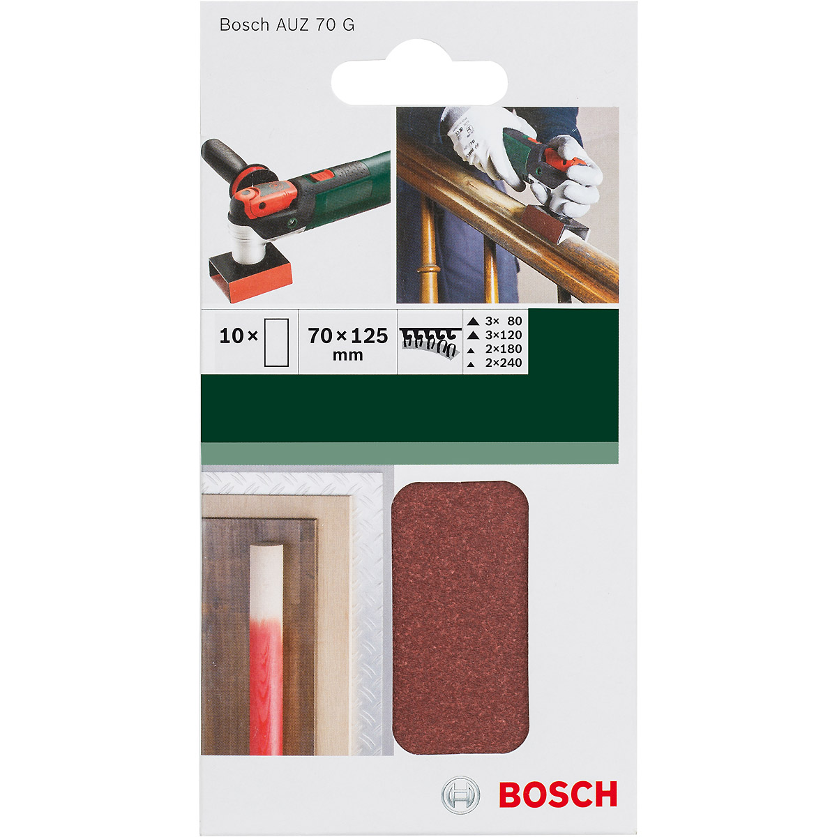 Bosch Schleifblatt-Set, 10-teilig, für AUZ 70 G, B: 70 x L: 125 mm,  80 - 240