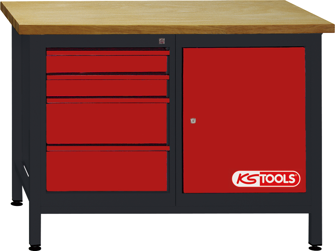 KS Tools Werkbank mit 4 Schubladen und 1 Tür, H840xB1200xT500mm